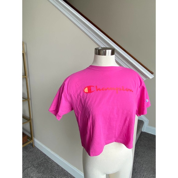 Champion Hot pink crop top with red logo, size XS - Picture 10 of 12